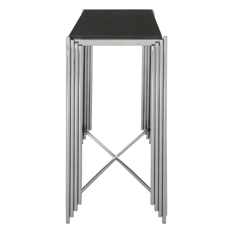 Clarice Console Table - Black Granite with Chrome