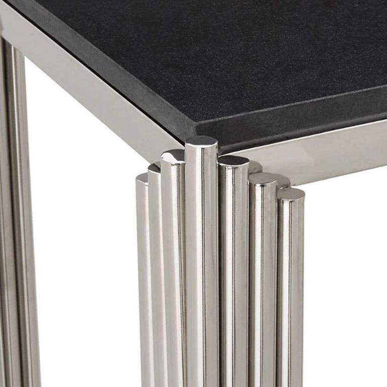 Clarice Console Table - Black Granite with Chrome
