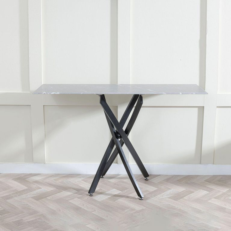 Clearance - Chopstick Grey Glass Console Table with Black Metal Legs