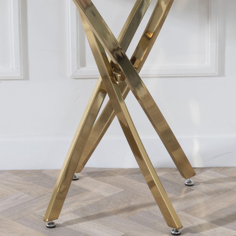 Clearance - Chopstick Grey Glass Console Table with Gold Metal Legs
