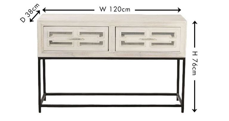 Clearance - Geo White Mirrored Console Table - 2 Drawer - Brand New Item