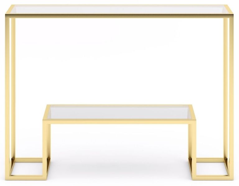 Clearance - Knightsbridge Glass and Gold Console Table - Brand New Item