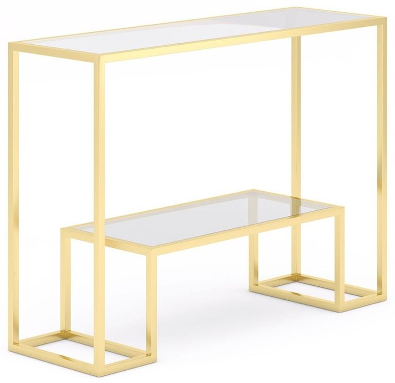 Clearance - Knightsbridge Glass and Gold Console Table - Brand New Item