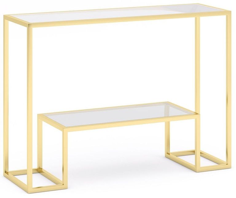 Clearance - Knightsbridge Glass and Gold Console Table - Brand New Item