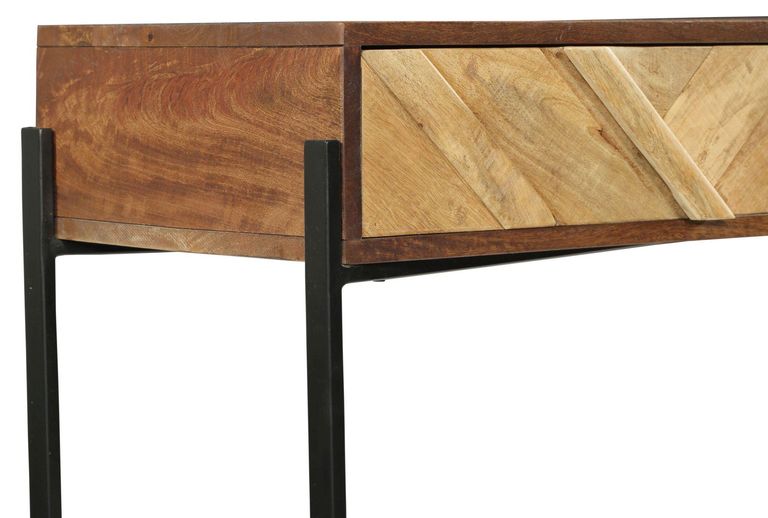 Clearance - Rennes Chevron 2 Drawer Console Table - Rustic Mango Wood - Brand New Item