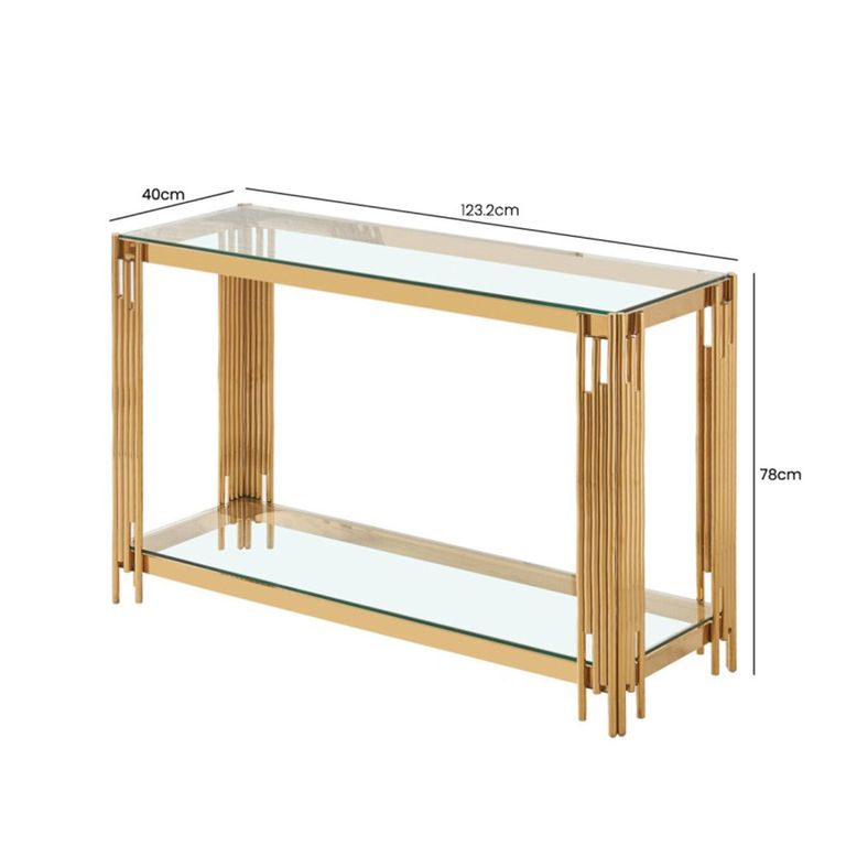 Cohen Console Table - Clear Glass and Gold Metal