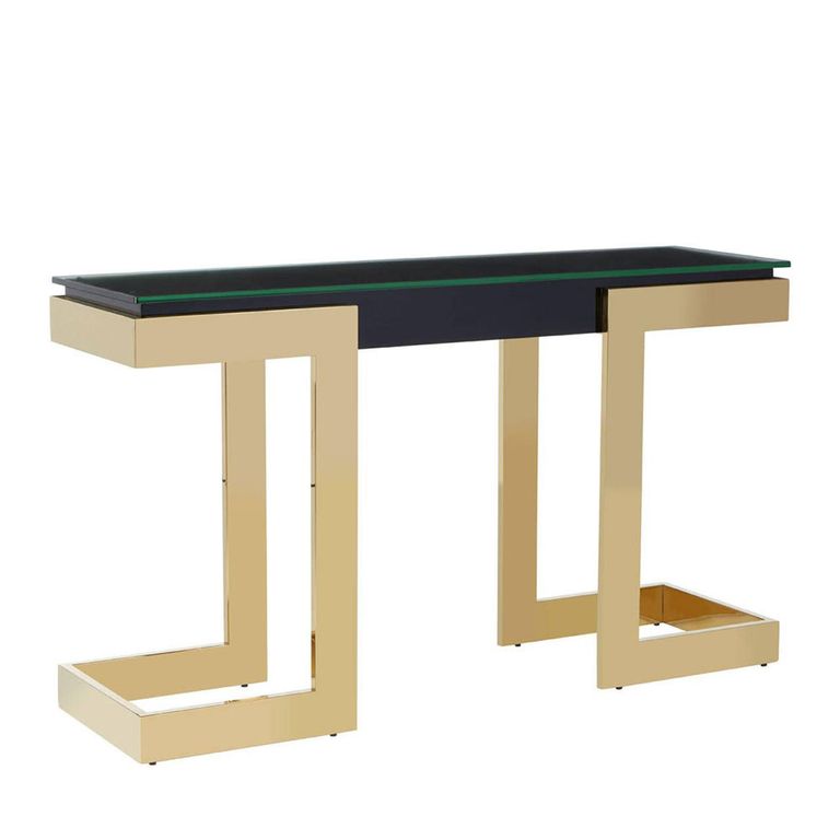 Deana Console Table - Clear Glass with Gold Metal