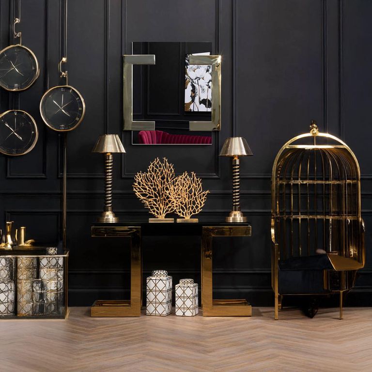 Deana Console Table - Clear Glass with Gold Metal