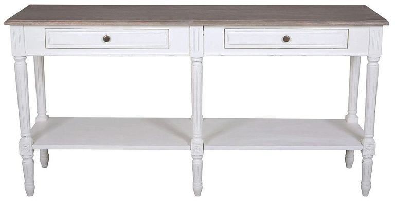 Delphine French Off-White Painted 2 Drawer Console Table