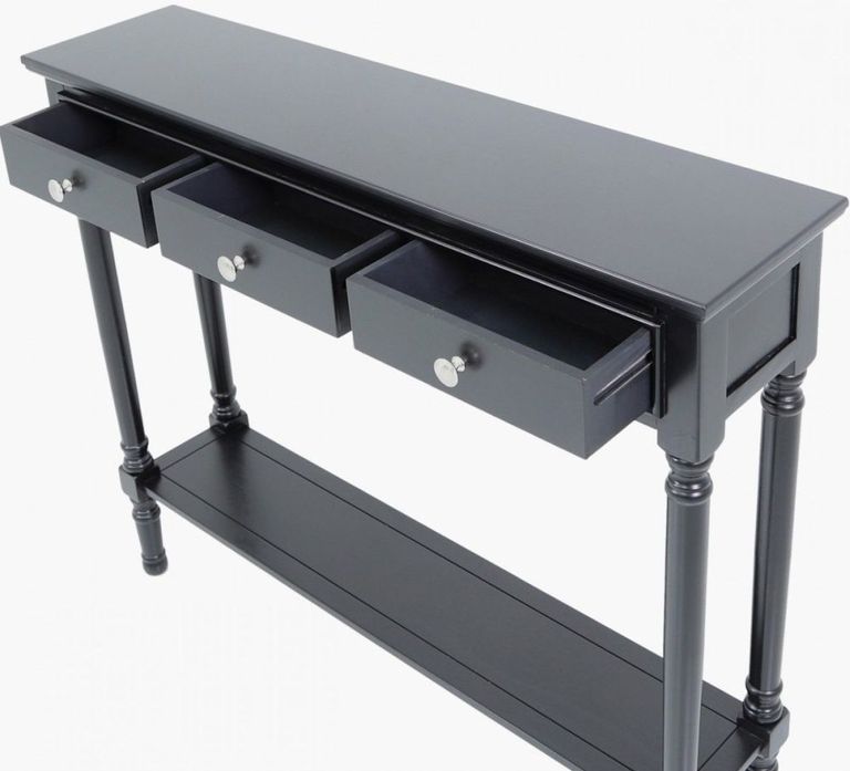 Delta Console Table - 3 Drawer - Black