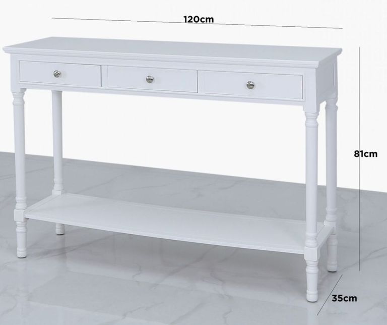 Delta Console Table - 3 Drawer - White