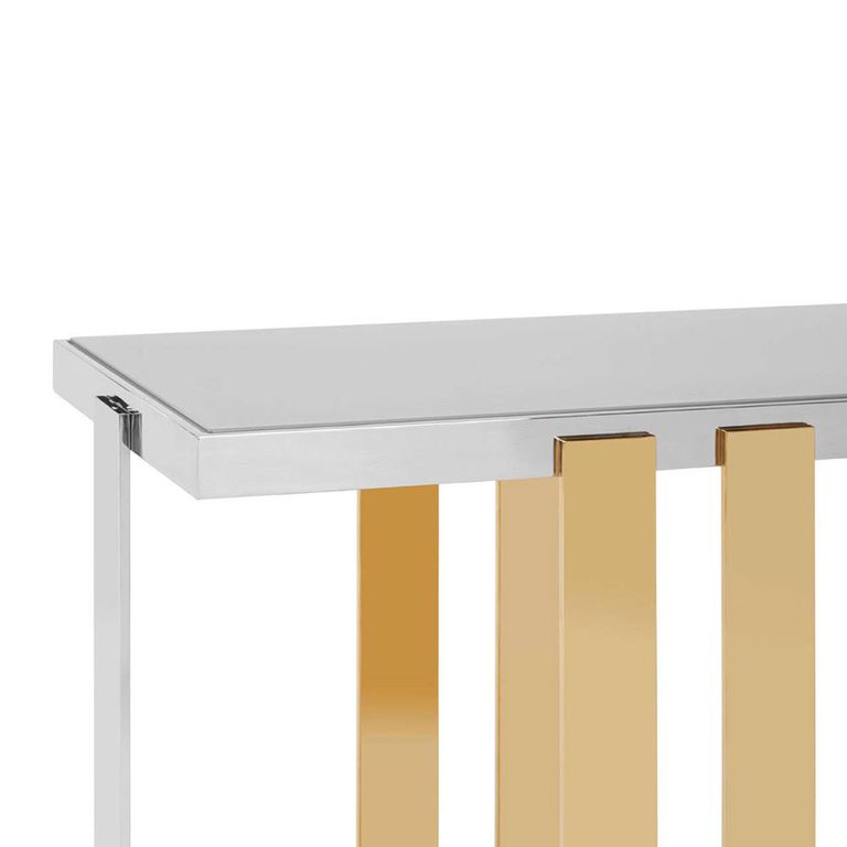 Demas Console Table - Silver and Gold Metal