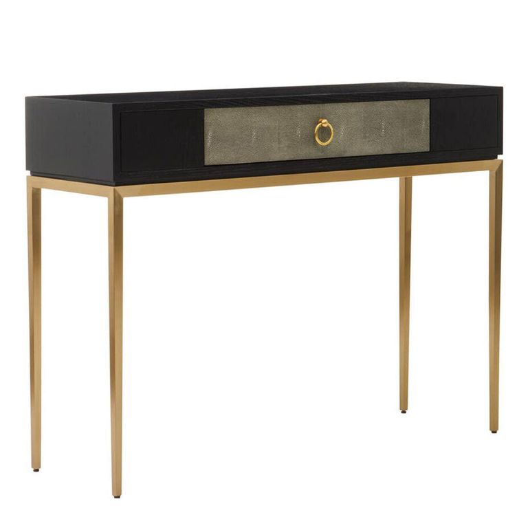 Deruta Console Table - Grey Faux Shagreen - 1 Drawer