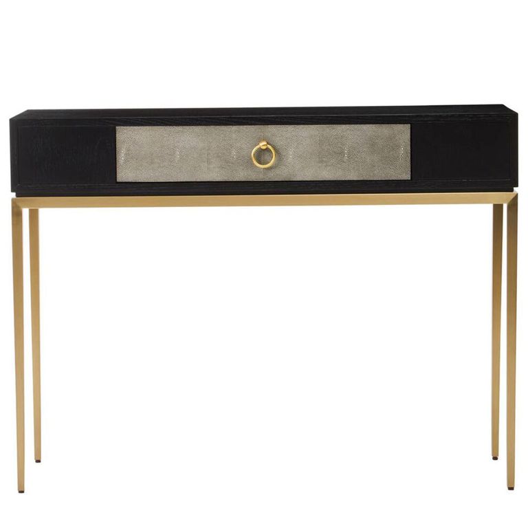 Deruta Console Table - Grey Faux Shagreen - 1 Drawer