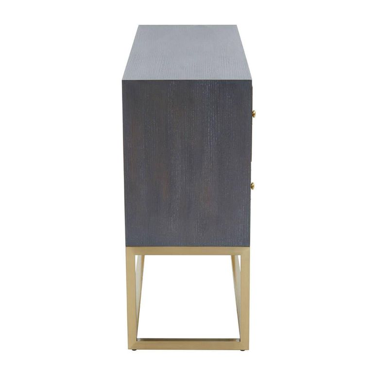 Deskey Console Table - 4 Drawer - Grey and Faux Shagreen