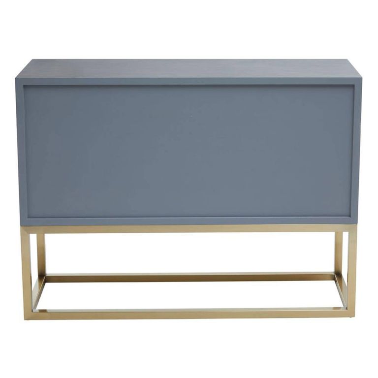 Deskey Console Table - 4 Drawer - Grey and Faux Shagreen