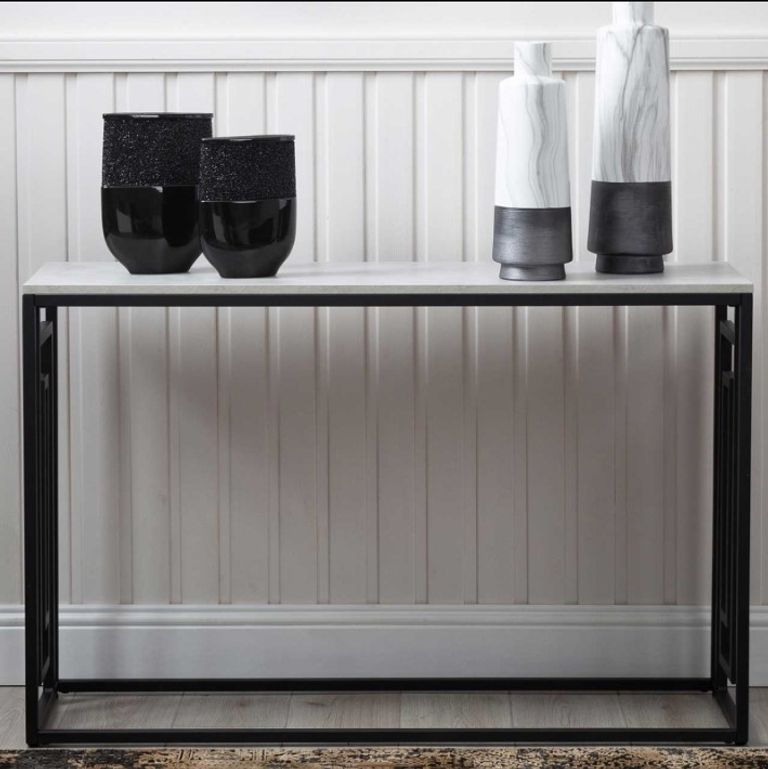 Devon Console Table - Grey Wood and Black