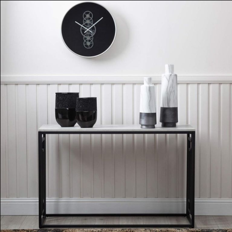 Devon Console Table - Grey Wood and Black
