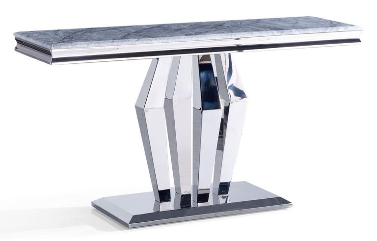 Dolce Grey Marble and Chrome Console Table