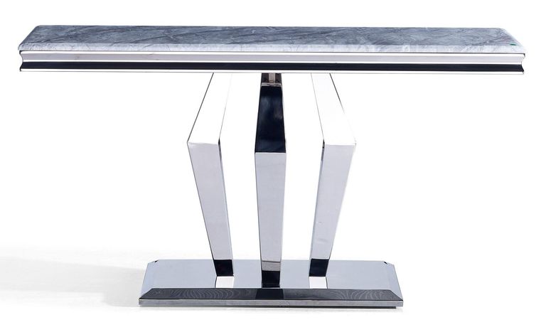 Dolce Grey Marble and Chrome Console Table