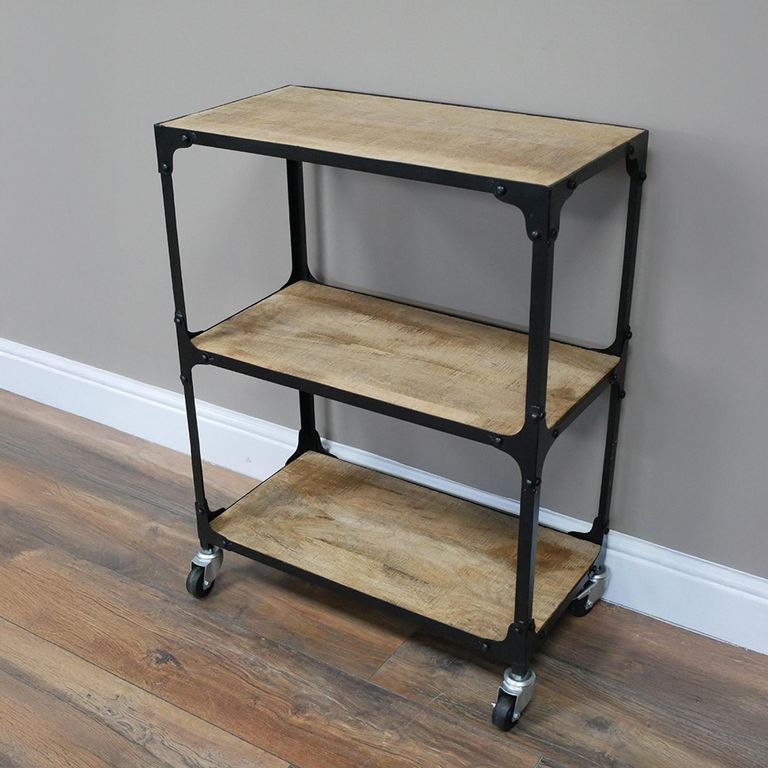 Shelves - Mango Wood and Metal - on Wheels