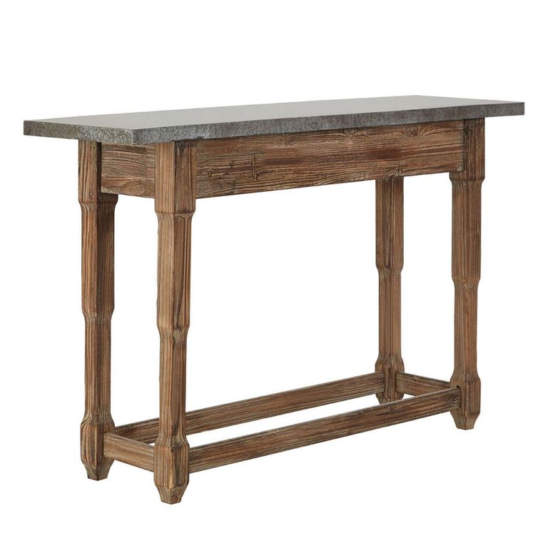 Elementary Console Table - Grey Metal and Antique Wood