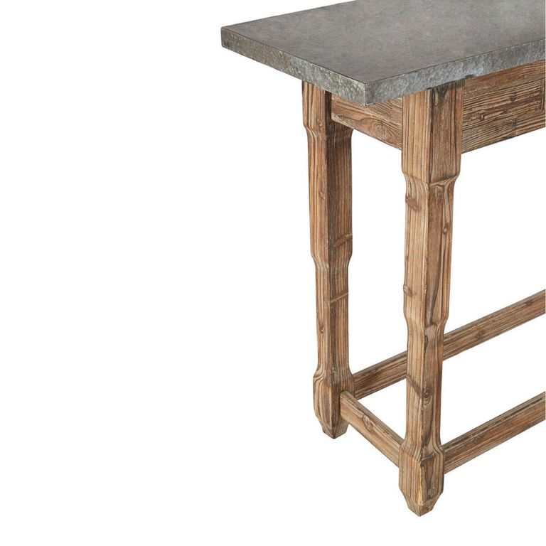 Elementary Console Table - Grey Metal and Antique Wood