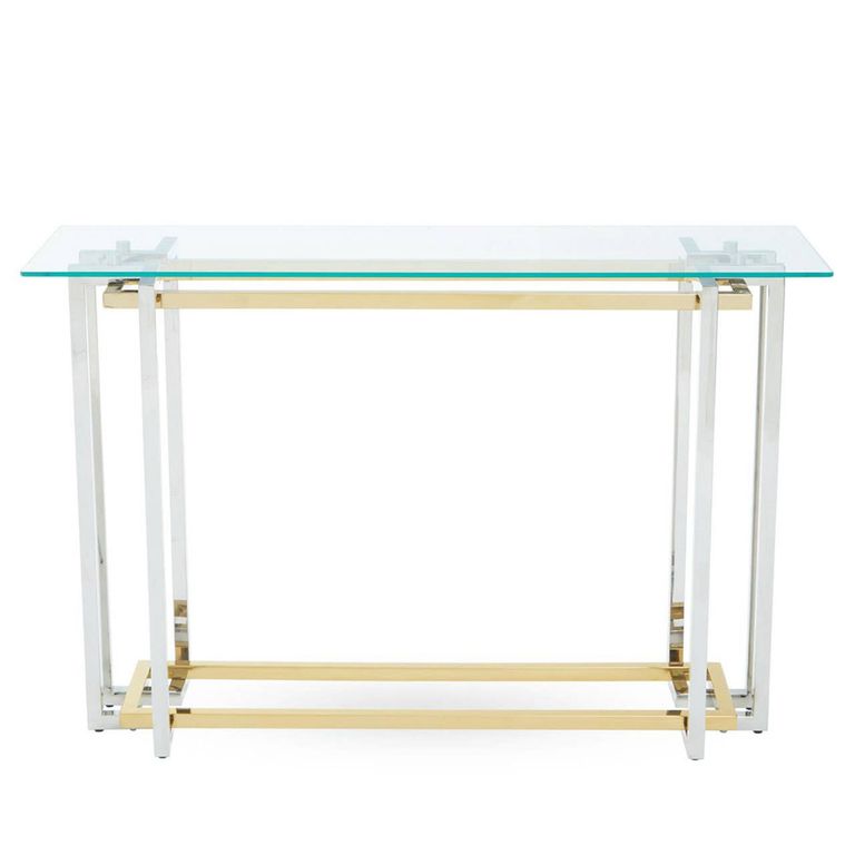 Elino Console Table - Glass with Chrome Base