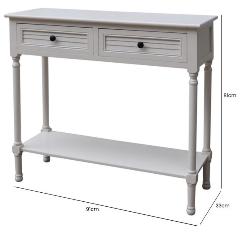 Elise Console Table - Pearl White - 2 Drawer