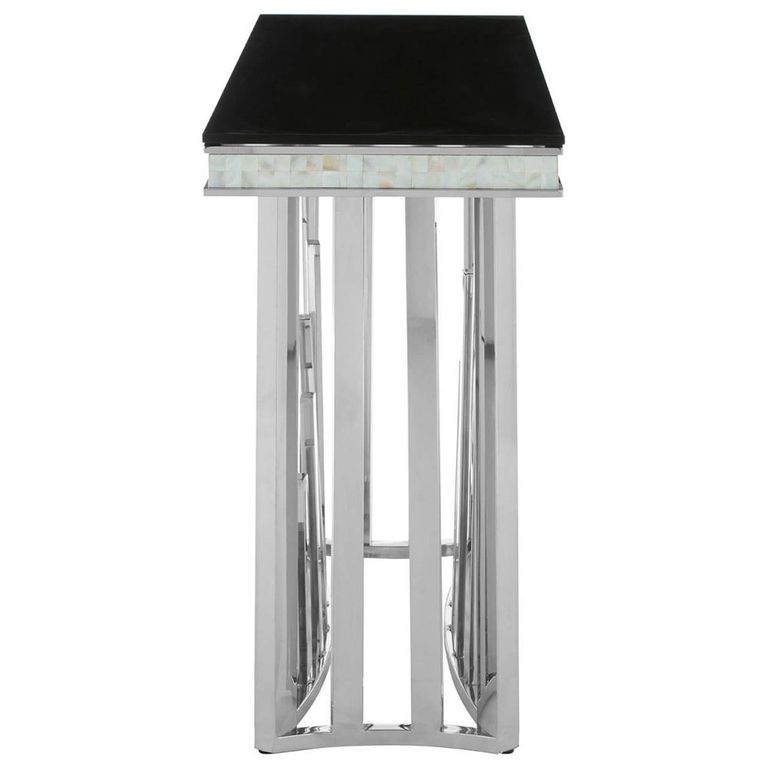 Eliza Console Table - Black Glass and Silver Metal