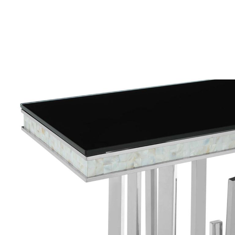 Eliza Console Table - Black Glass and Silver Metal