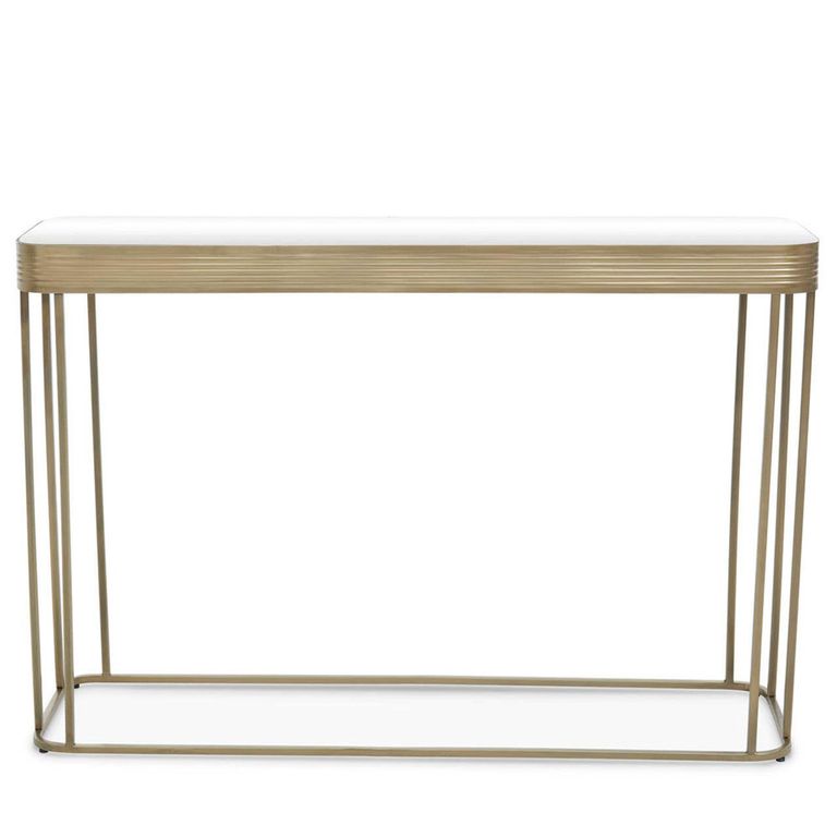Ella Console Table - Mirrored with Gold Metal