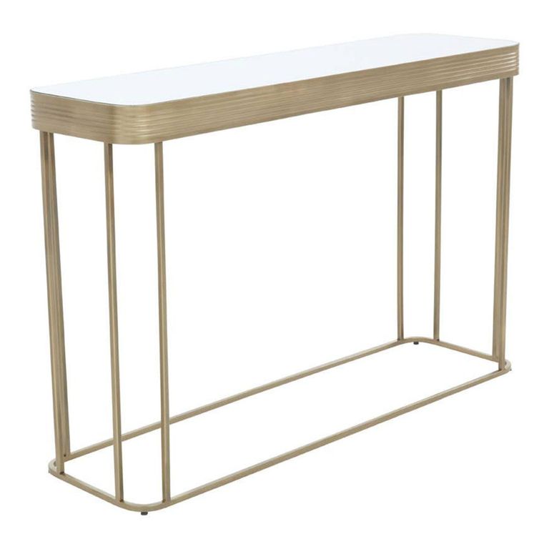 Ella Console Table - Mirrored with Gold Metal