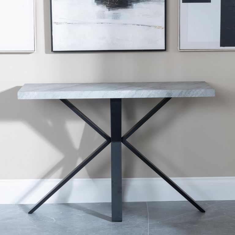Ezra Grey Console Table with Black Spider Legs