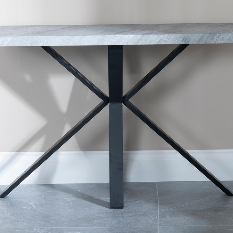 Ezra Grey Console Table with Black Spider Legs