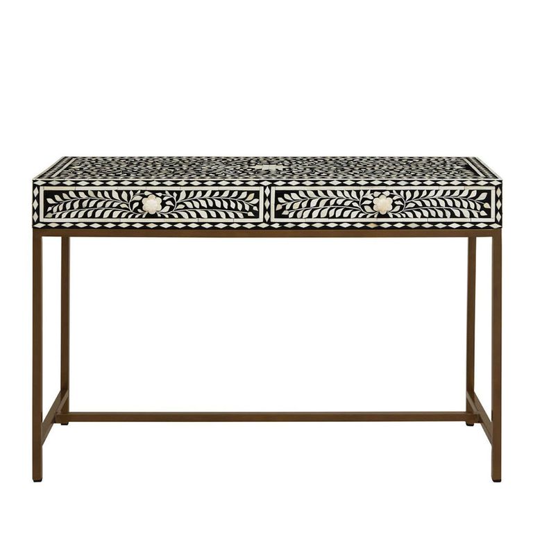 Fusion Console Table - 2 Drawer - Black Bone Inlay