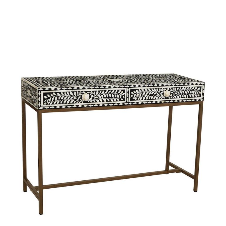Fusion Console Table - 2 Drawer - Black Bone Inlay