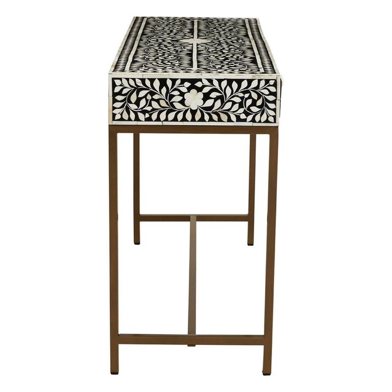 Fusion Console Table - 2 Drawer - Black Bone Inlay
