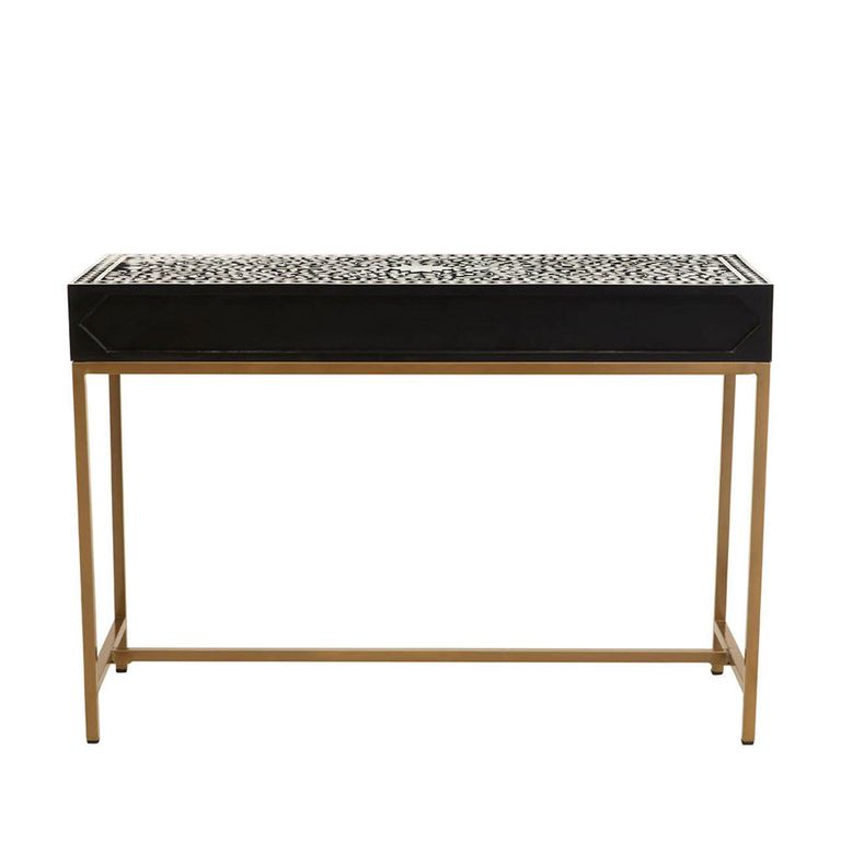 Fusion Console Table - 2 Drawer - Black Bone Inlay