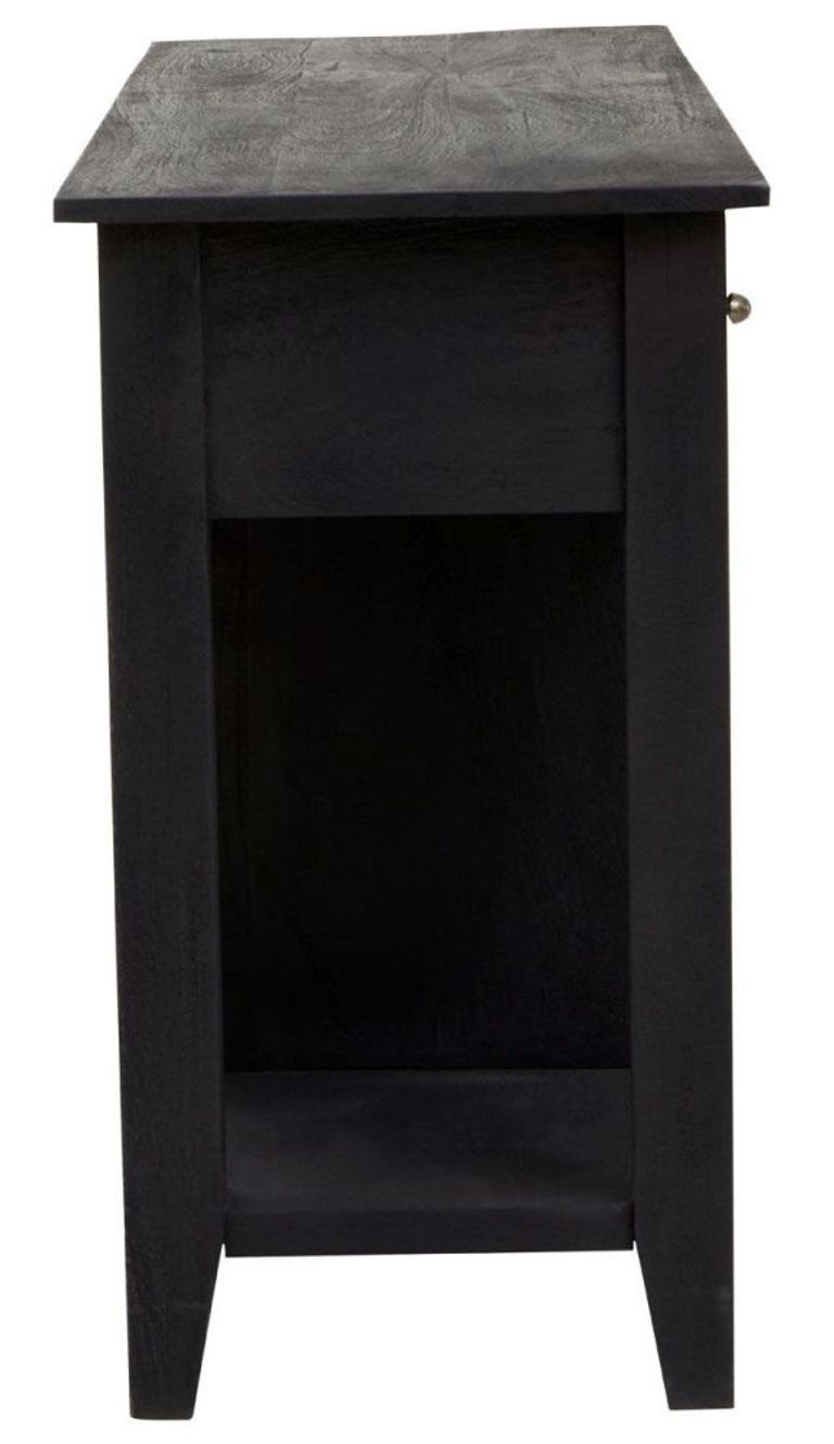 Fusion Console Table - Black Mango Wood - 3 Drawer - with Wine Bottle Storage