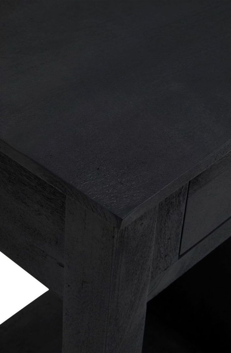 Fusion Console Table - Black Mango Wood - 3 Drawer - with Wine Bottle Storage