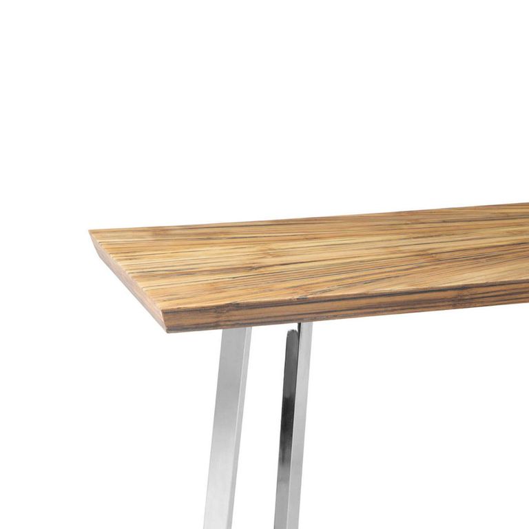 Gabar Console Table - Bamboo Wood with Silver Metal