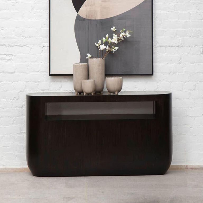 Gabelle Console Table - Oval - Dark Bamboo Wood