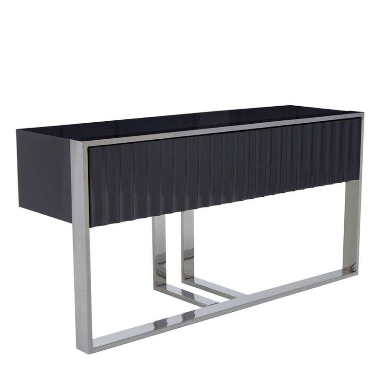 Genoa Console Table - Fluted Grey High Gloss