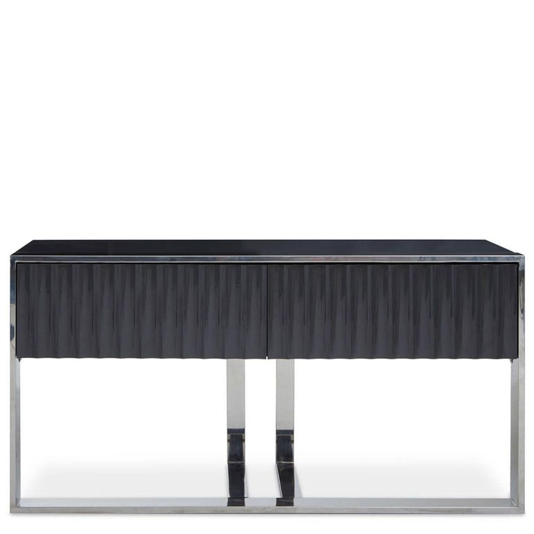 Genoa Console Table - Fluted Grey High Gloss