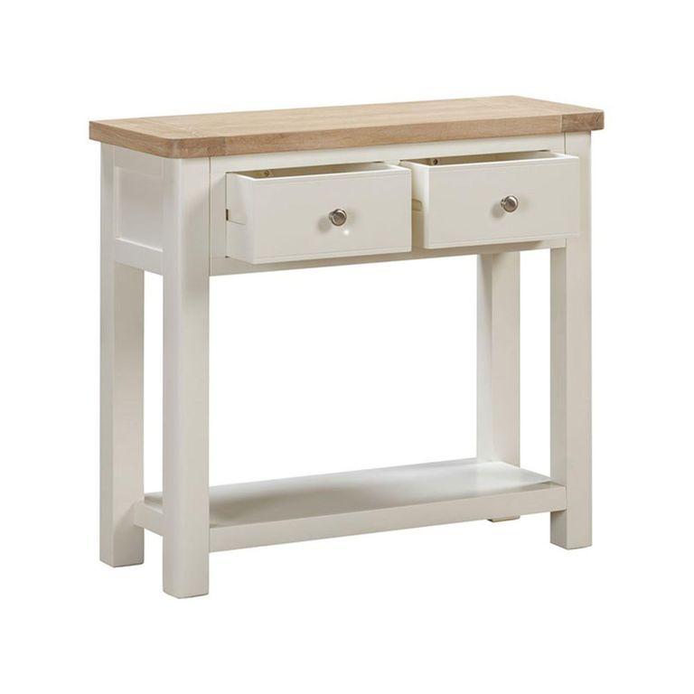 Hayley Console Table - 2 Drawer - Oak and White