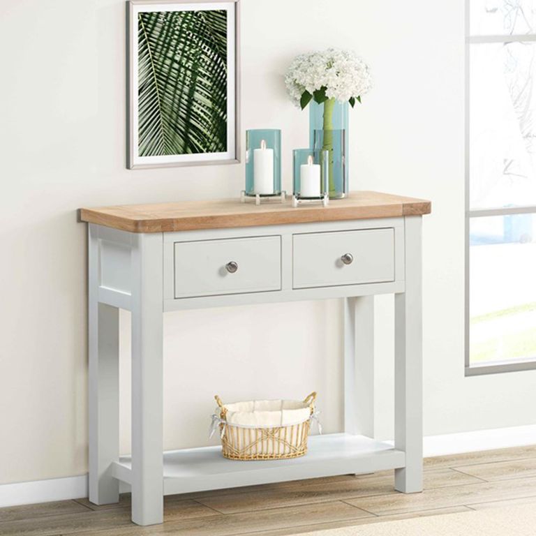 Hayley Console Table - 2 Drawer - Oak and White