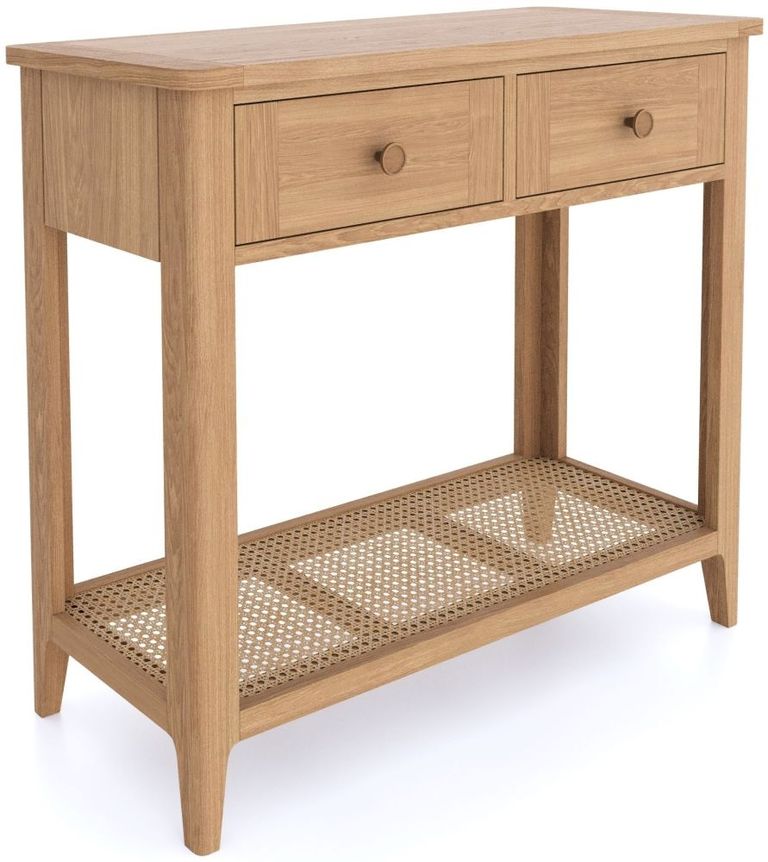Henley Oak and Rattan 2 Drawer Console Table