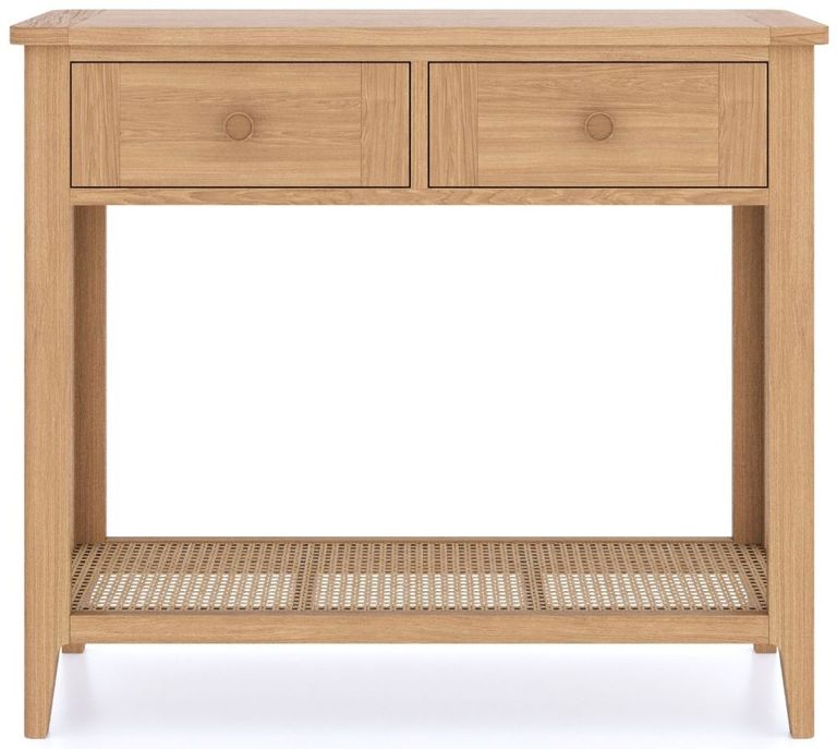 Henley Oak and Rattan 2 Drawer Console Table