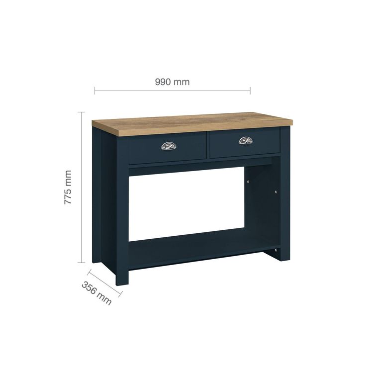 Highgate Console Table - 2 Drawer - Navy Blue Painted